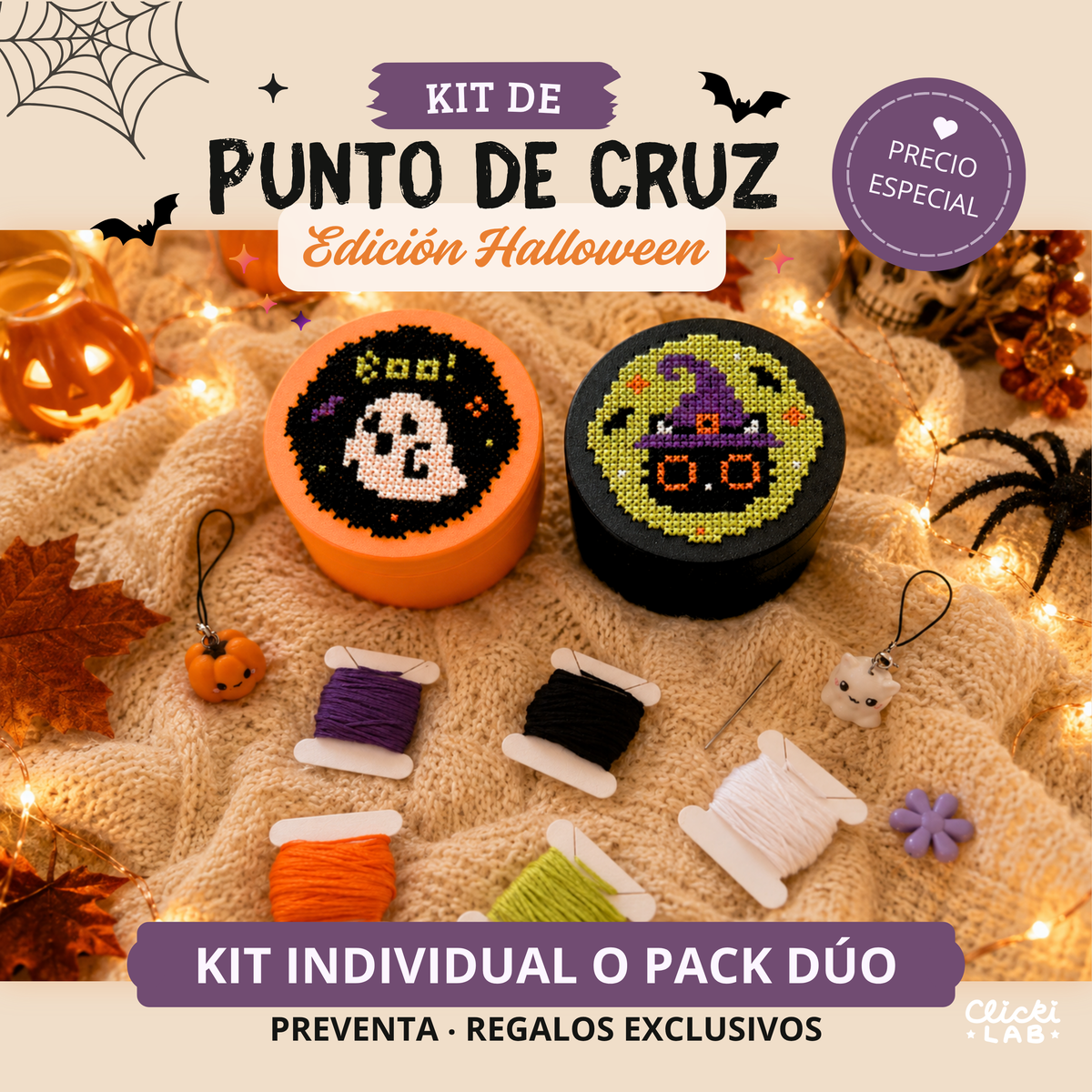 🎃 Kit Punto de Cruz ‧ Edición | Halloween PREVENTA