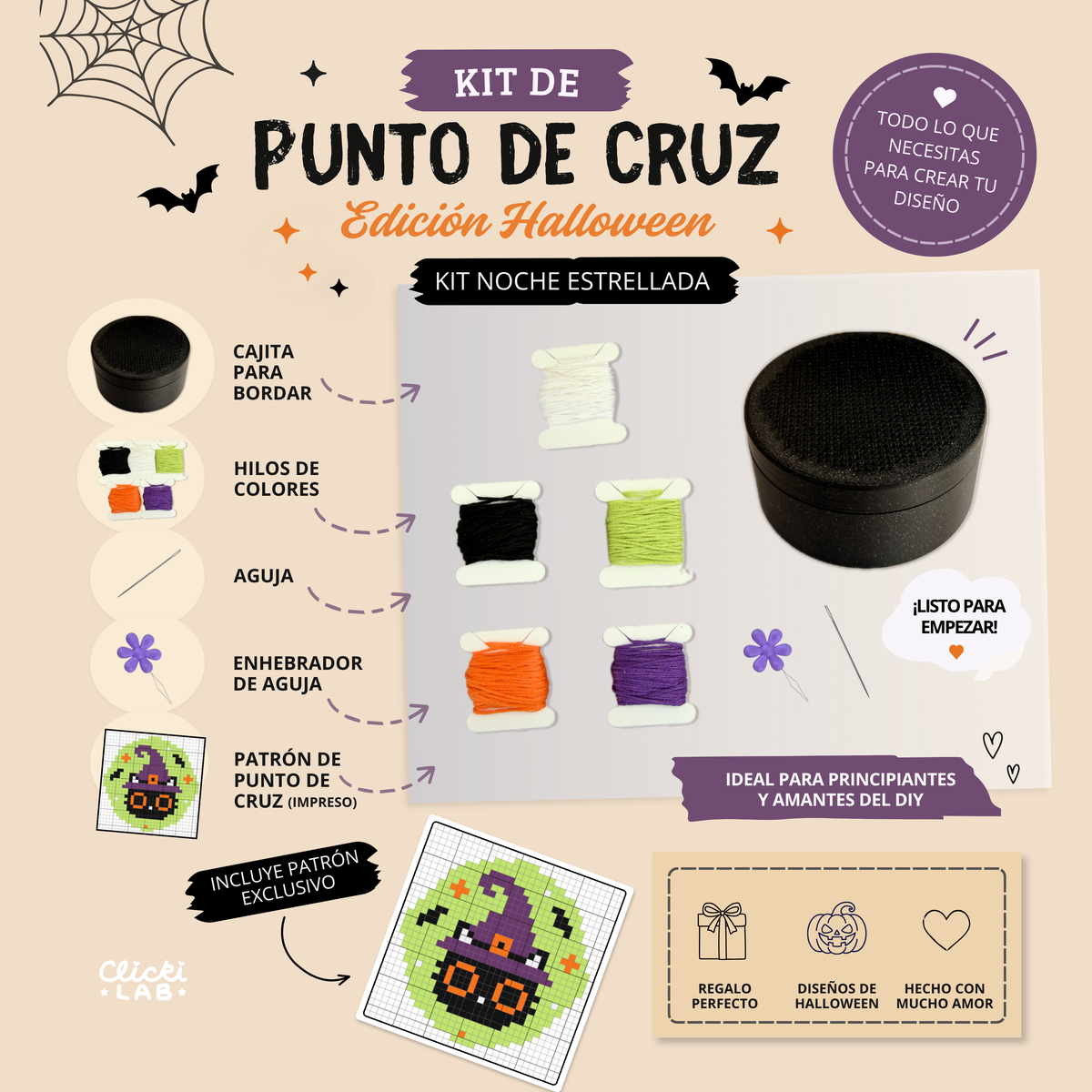 🎃 Kit Punto de Cruz ‧ Edición | Halloween PREVENTA
