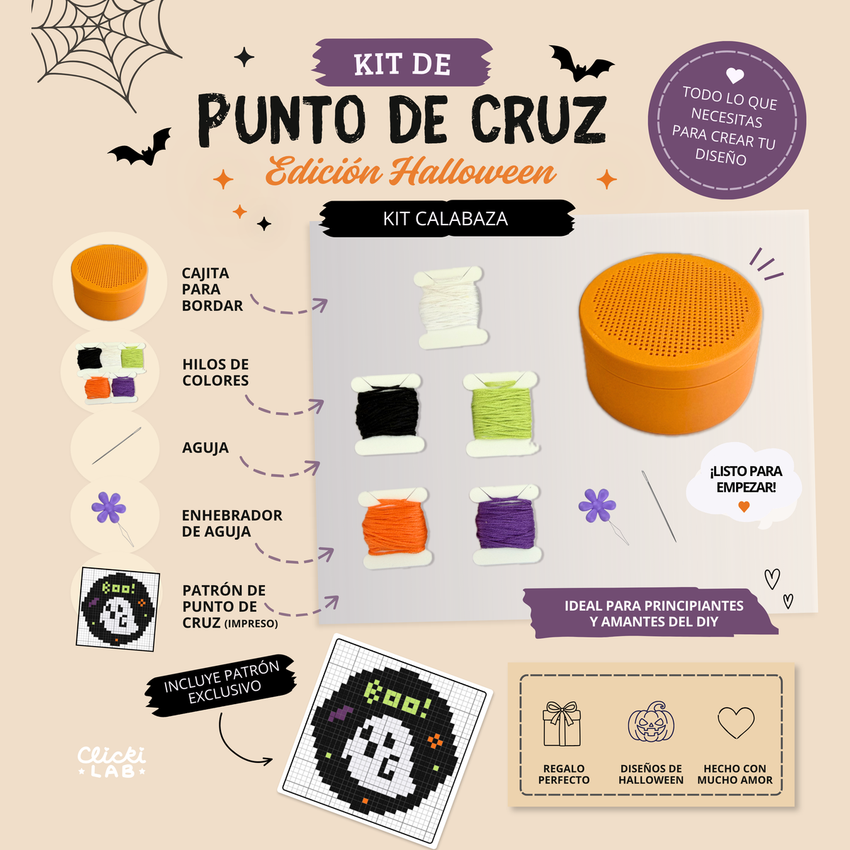 🎃 Kit Punto de Cruz ‧ Edición | Halloween PREVENTA