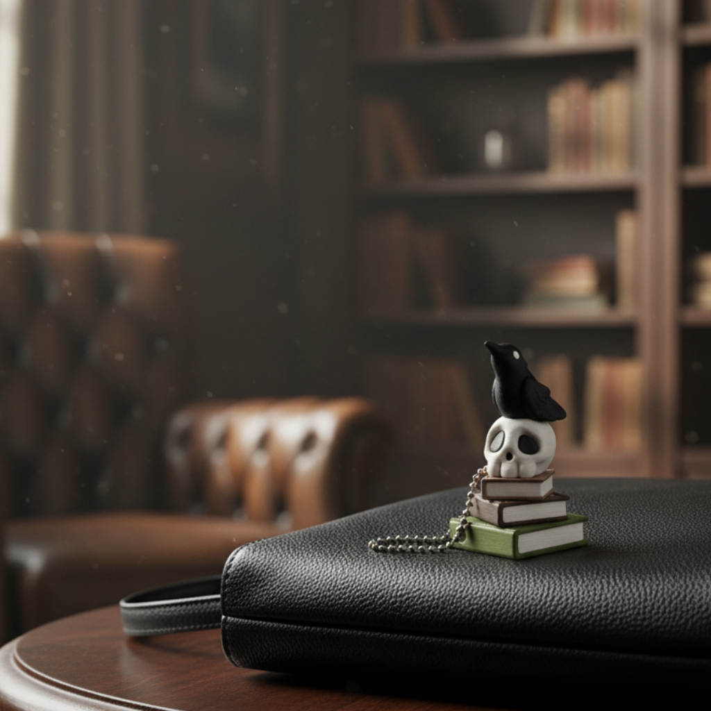 Llavero Clicker Calavera Libros Gótico